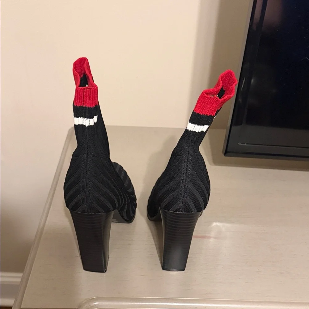 Black and Red Ankle Boots - Picture 2 of 5